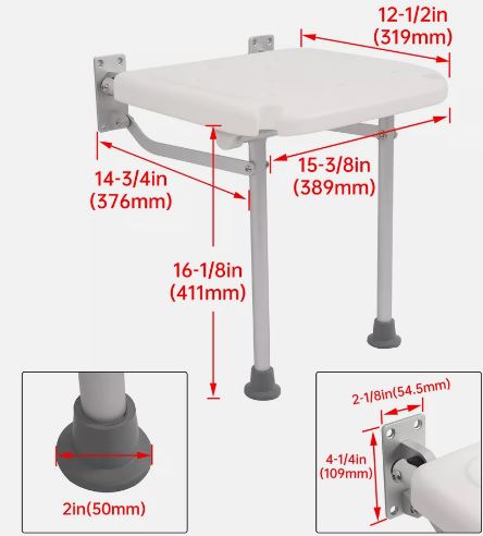 Folding Shower Seat for Shower Chair Bench Wall Safety Mounted Bathroom Bathtub705830048900