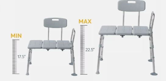 Drive Medical 12011kd-1 Plastic Tub Transfer Bench W/ Adjustable Bench W/3 Posit