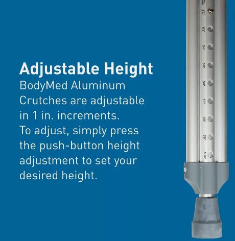 Aluminum Crutches, Adult, Tall, 5' 10"–6' 6" – Pair of Lightweight, Height