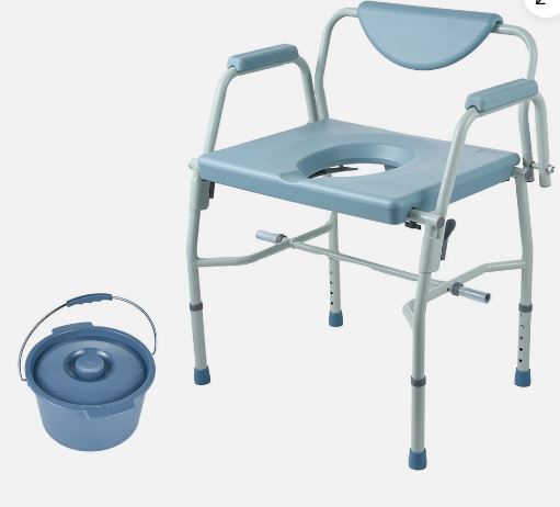 1000LBS Raised Toilet Seat w/Drop Arm Adjustable Height Padded Commode Chair