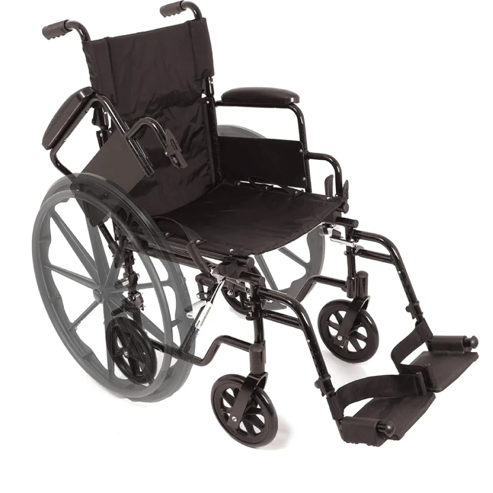 Carex PROBASICS K4 TRANSFORMER WHEELCHAIR AND TRANSPORT CHAIR WITH FLIP-BACK DESK LENGTH ARMS AND SWING-AWAY FOOTRESTS