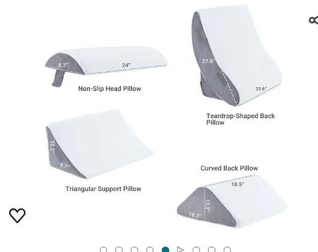 4 Piece Adjustable Wedge Pillow Set for Acid Reflux, GERD & Back Pain Relief – Memory Foamm (30°–45° Elevation)