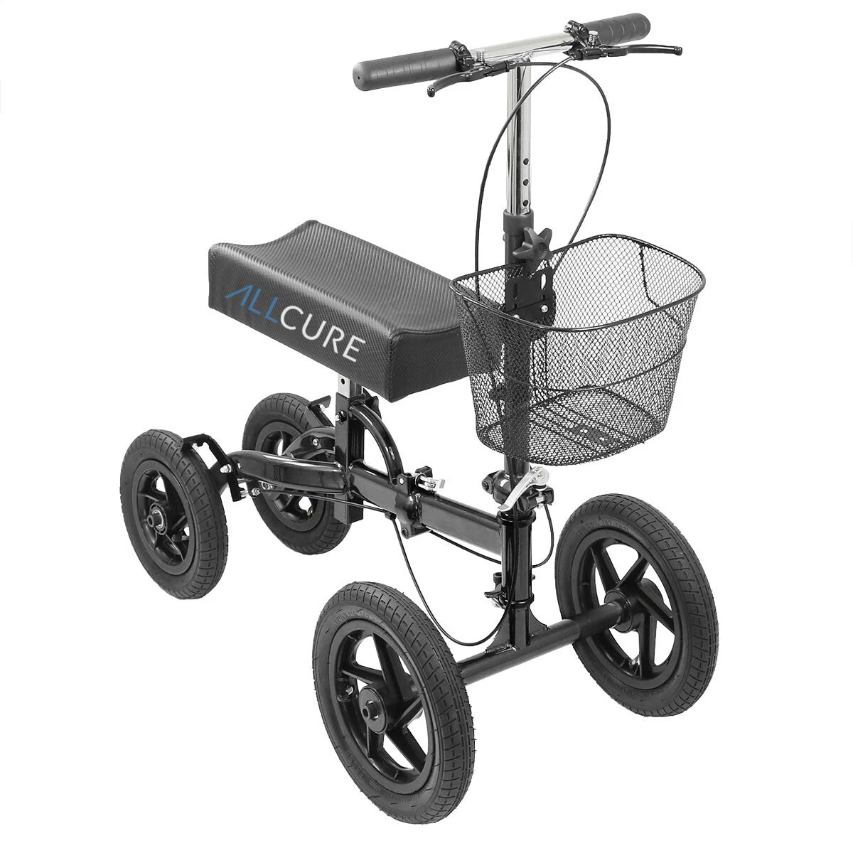 AllCure All Terrain Foldable Medical Knee Walker Scooter Roller, Black