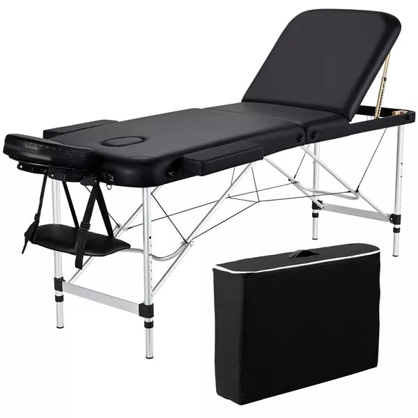 Aluminium Professional Massage Table Adjustable Portable Lashing Bed 3 Folding