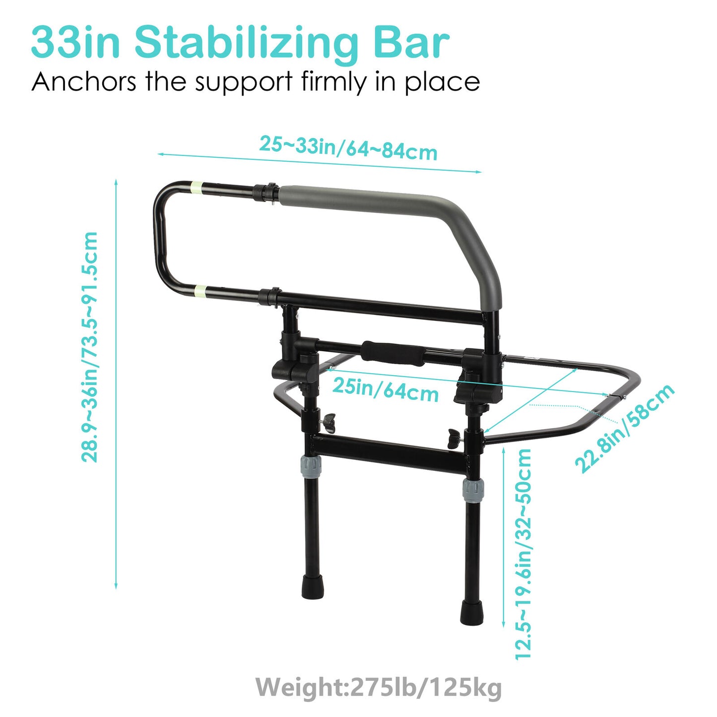 Heavy Duty Bed Rail for Elderly Falling Out of Bed Foldable Bed Assist Handle