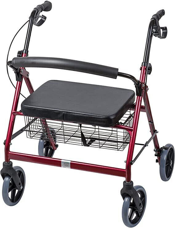 Premium Light Extra-Wide Rollator Walker Heavy Duty Steel Bariatric Mobility