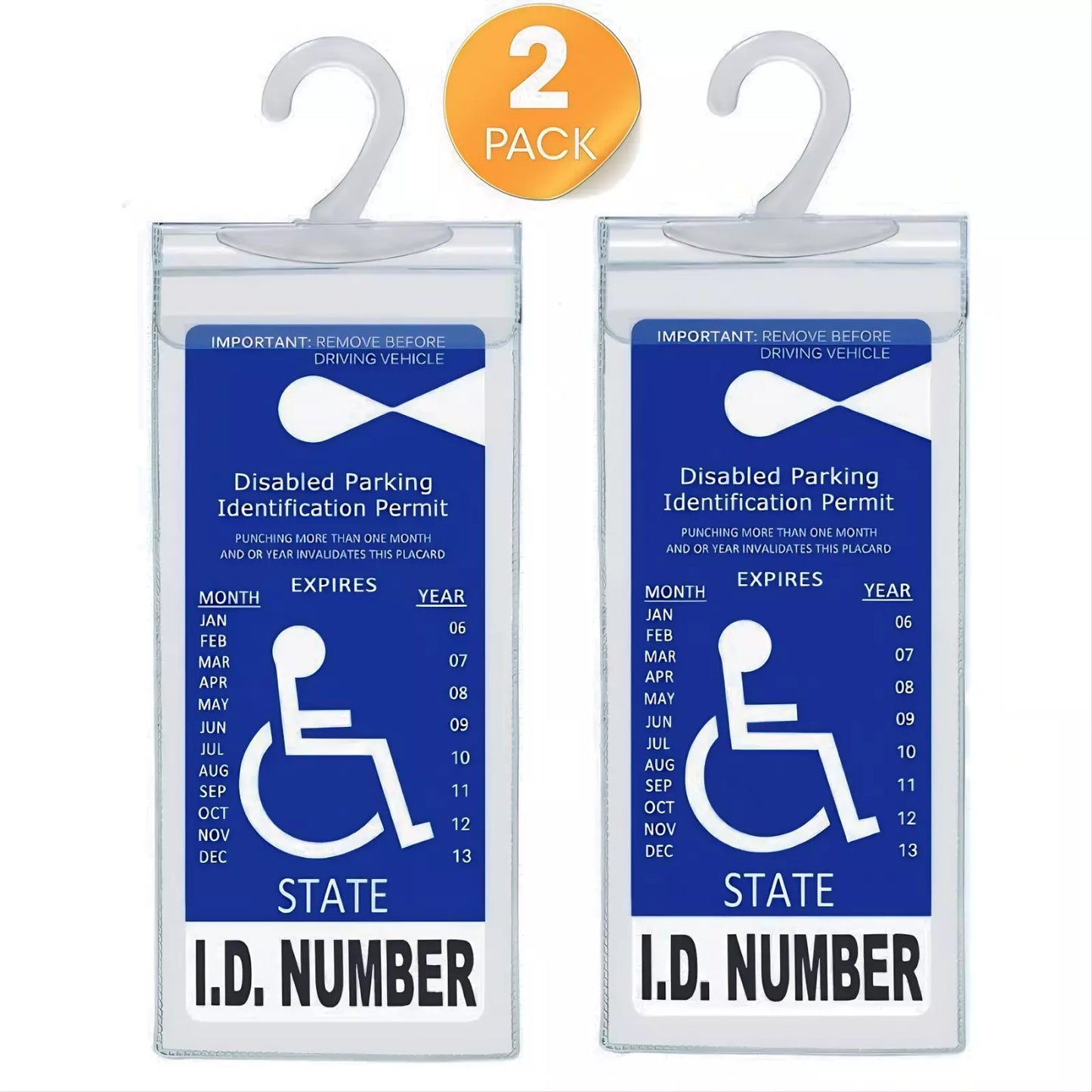 Handicap Parking Permit Placard Protector Cover Hanger - 4 pack