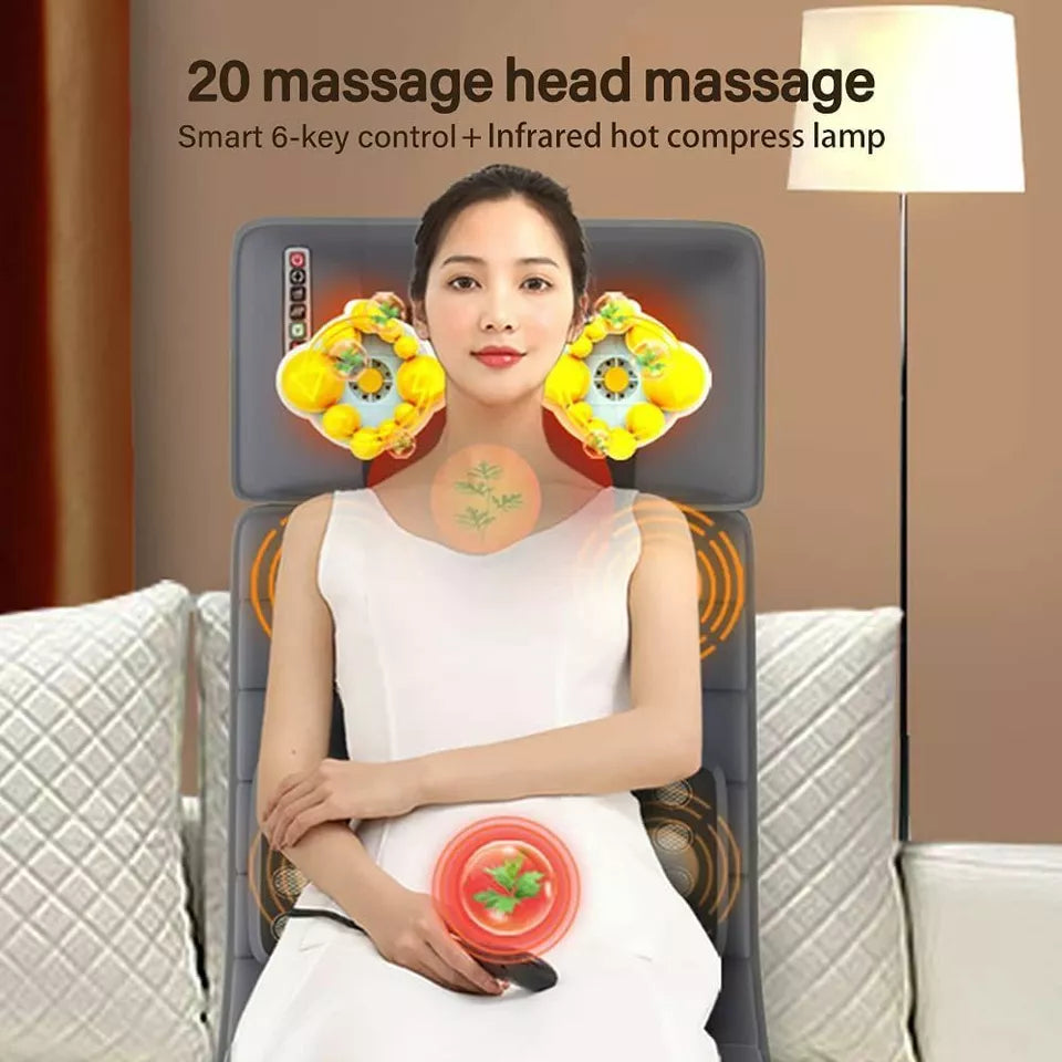 Electric Massage Mat Pad for Bed with Rotating Shiatsu Grey