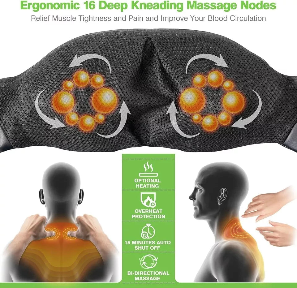 Cordless Shiatsu Neck and Shoulder Massager with Heat Portable