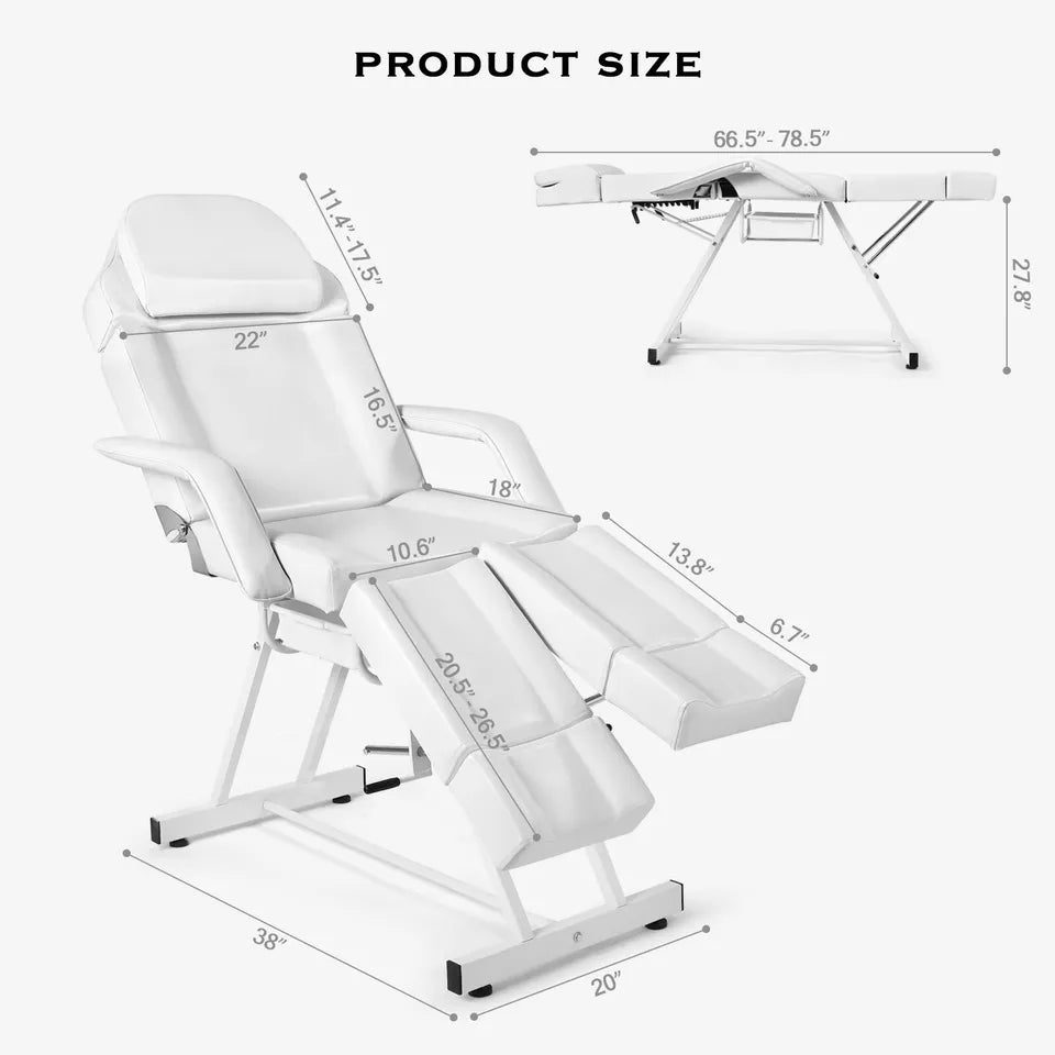 White Massage Table Facial Bed Tattoo Spa Beauty Chair Pedicure Split Leg w/Tray