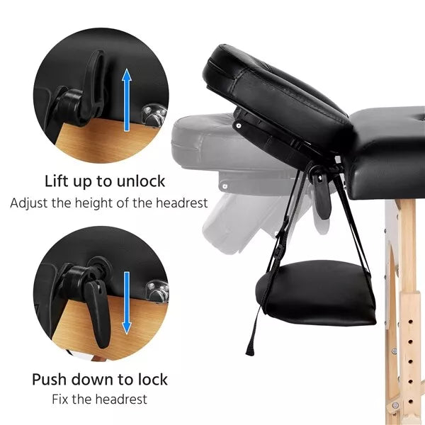 84" Portable Massage Table 3 Fold Adjustable Facial Spa Salon Bed Lashing Table