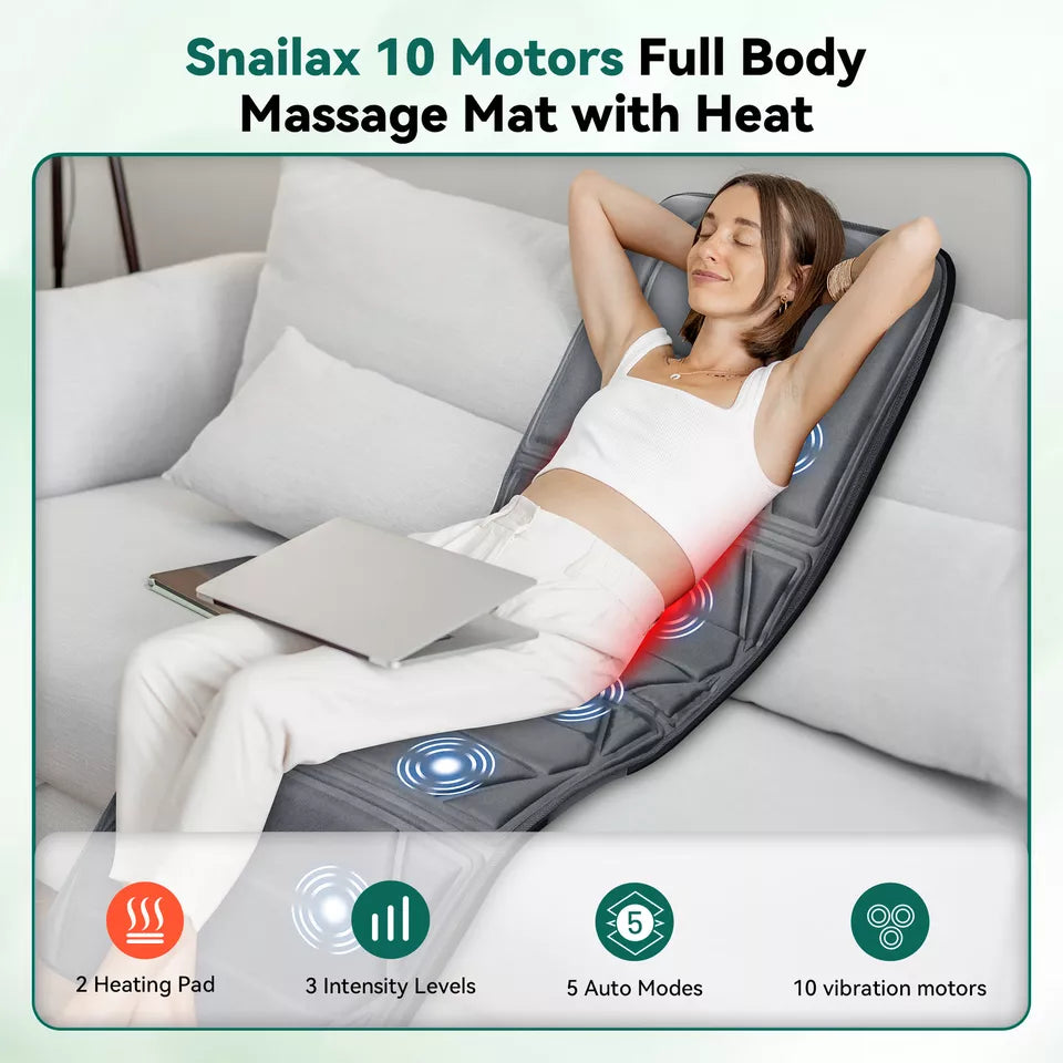 Snailax Electric Massage Mat for Full Body Heating Pad Massager