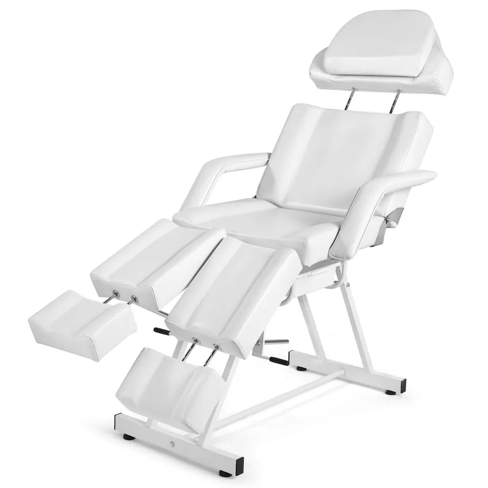 White Massage Table Facial Bed Tattoo Spa Beauty Chair Pedicure Split Leg w/Tray