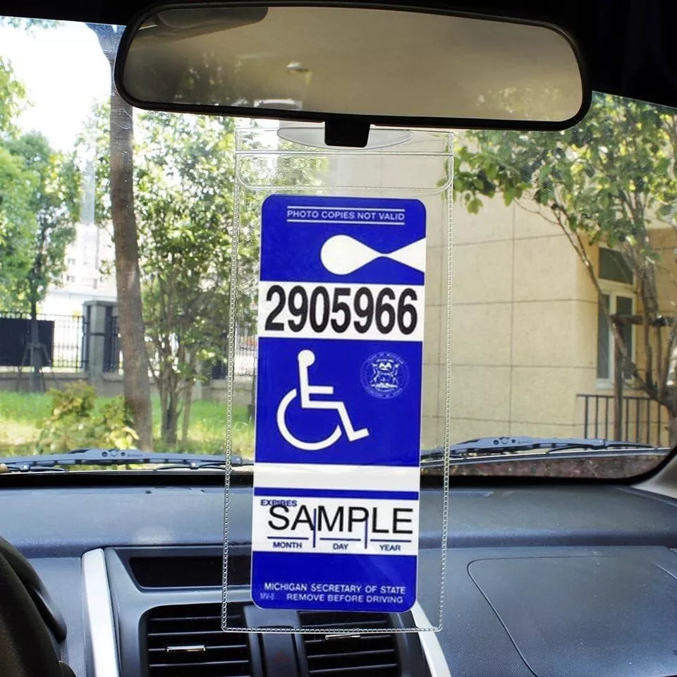 Handicap Parking Permit Placard Protector Cover Hanger - 4 pack