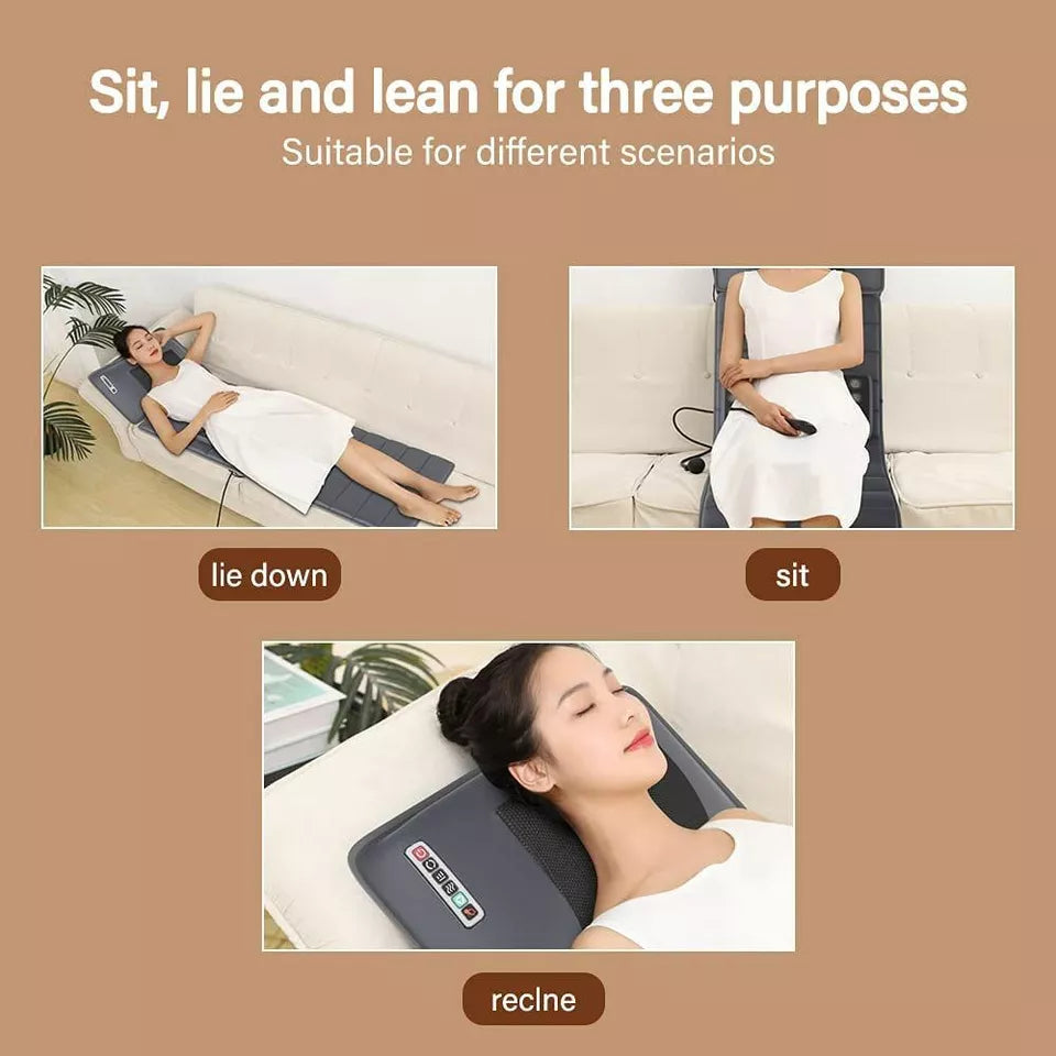 Electric Massage Mat Pad for Bed with Rotating Shiatsu Grey