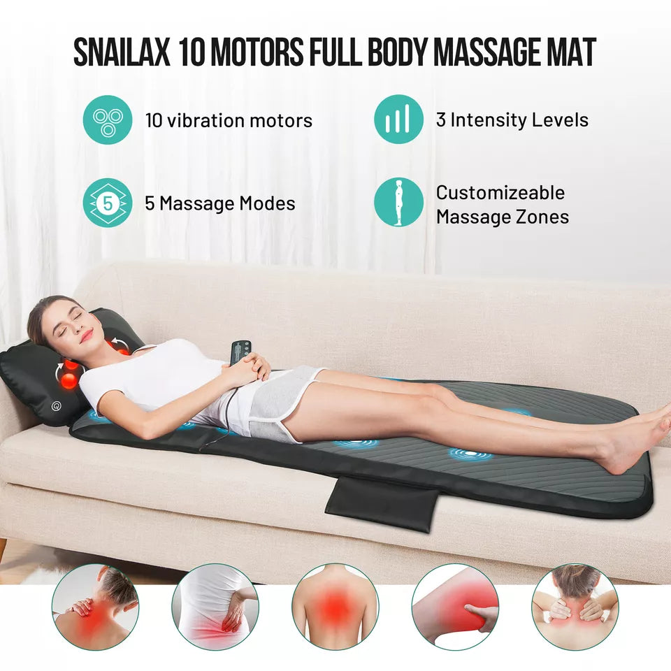 Snailax Full Body Heating Massage Mat,Movable Neck Massager Pillow
