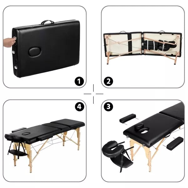 84" Portable Massage Table 3 Fold Adjustable Facial Spa Salon Bed Lashing Table