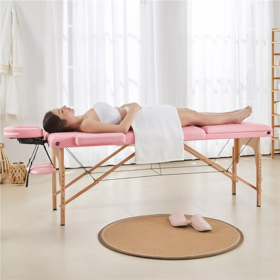 84" Portable Massage Table 3 Fold Adjustable Facial Spa Salon Bed Lashing Table