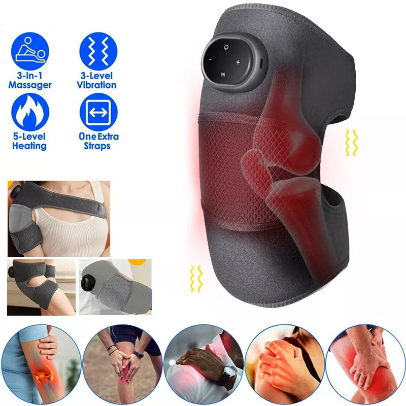 3in1 Heat Knee Massage Electric Pain Relief Vibration Massager-2pack