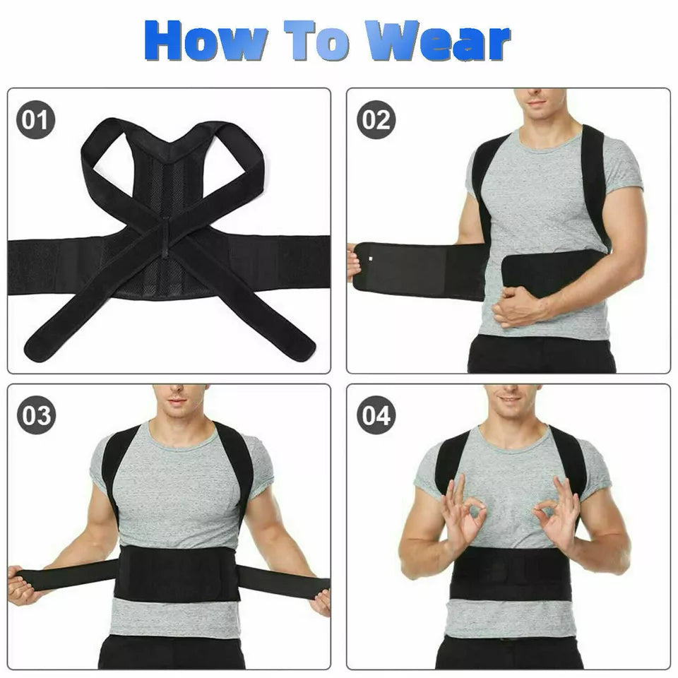 Adjustable Posture Corrector Low Back Support Shoulder Brace Belt for Men Women