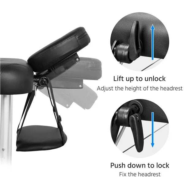 Aluminium Professional Massage Table Adjustable Portable Lashing Bed 3 Folding