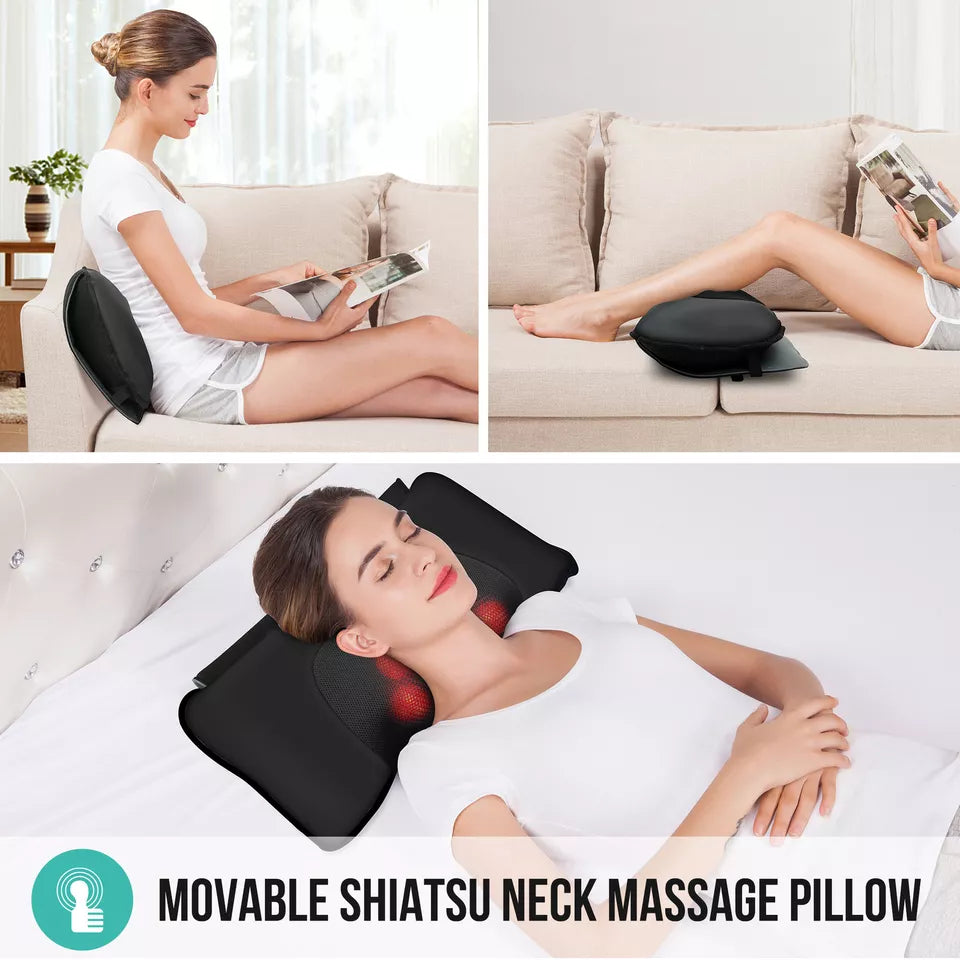 Snailax Full Body Heating Massage Mat,Movable Neck Massager Pillow