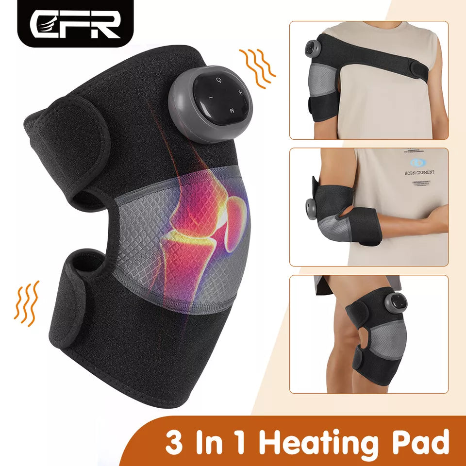 3in1 Heated Joint Knee Wrap Brace Support Electric Massage Pad