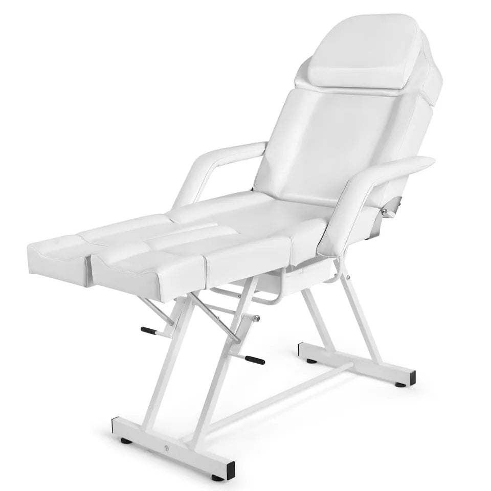 White Massage Table Facial Bed Tattoo Spa Beauty Chair Pedicure Split Leg w/Tray