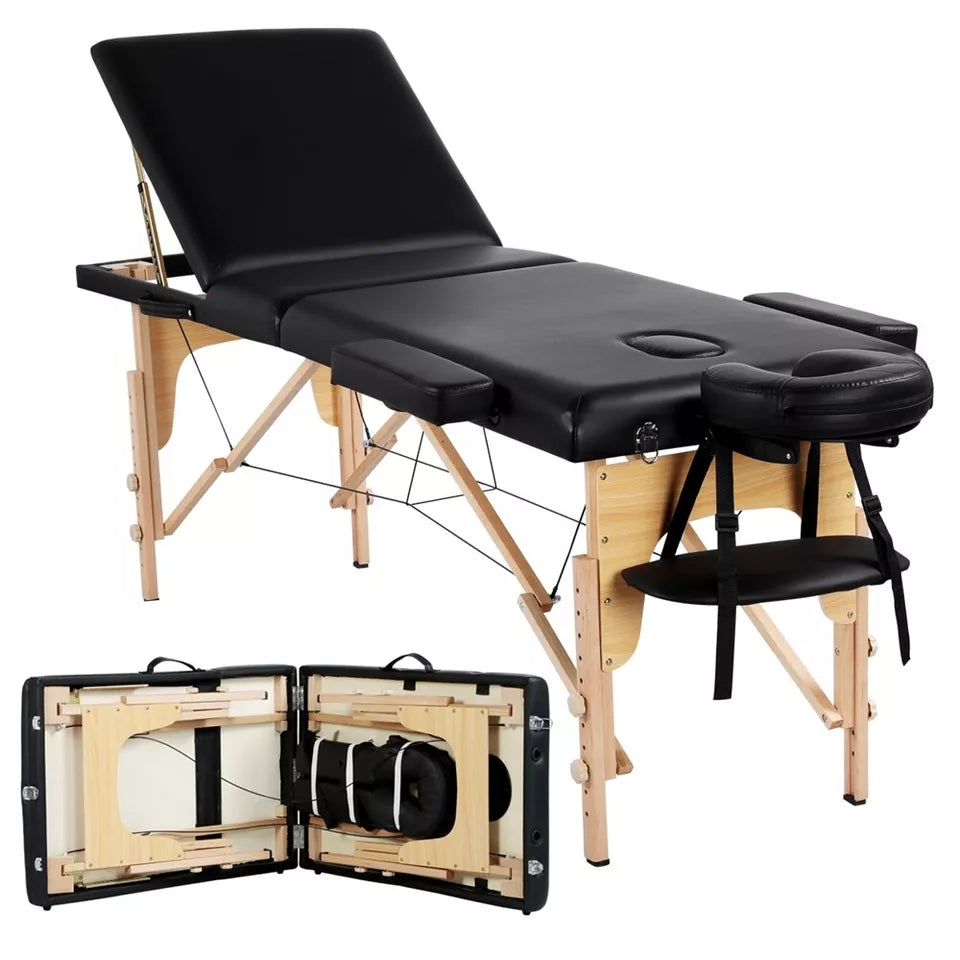 84" Portable Massage Table 3 Fold Adjustable Facial Spa Salon Bed Lashing Table