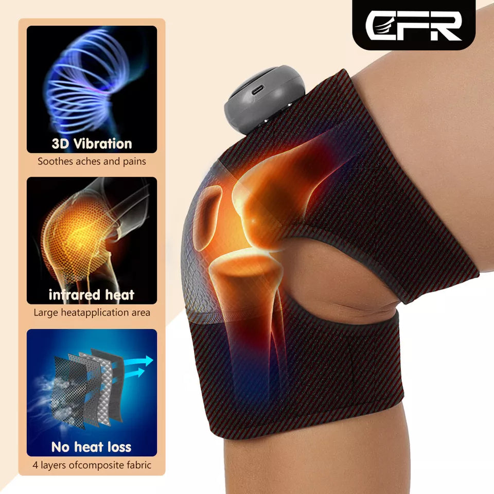 3in1 Heated Joint Knee Wrap Brace Support Electric Massage Pad
