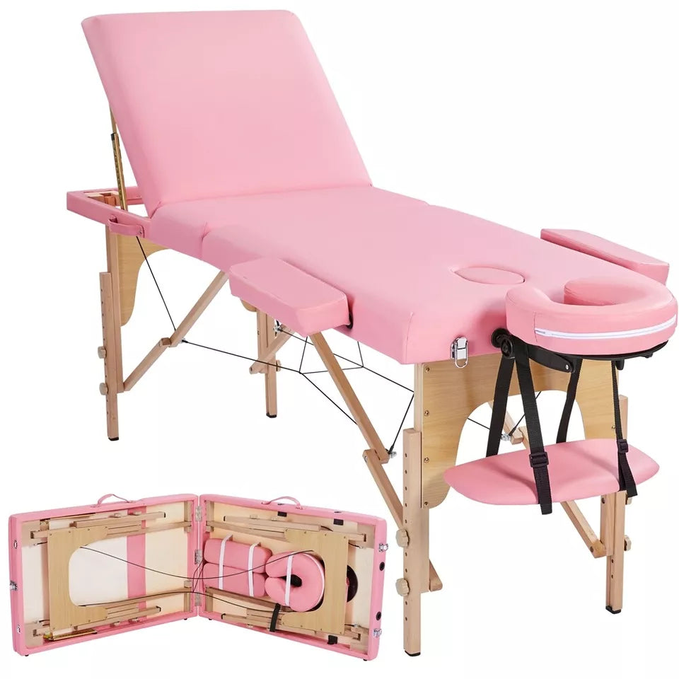 84" Portable Massage Table 3 Fold Adjustable Facial Spa Salon Bed Lashing Table