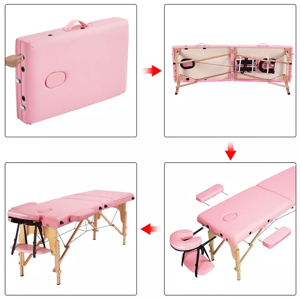 84" Portable Massage Table 3 Fold Adjustable Facial Spa Salon Bed Lashing Table