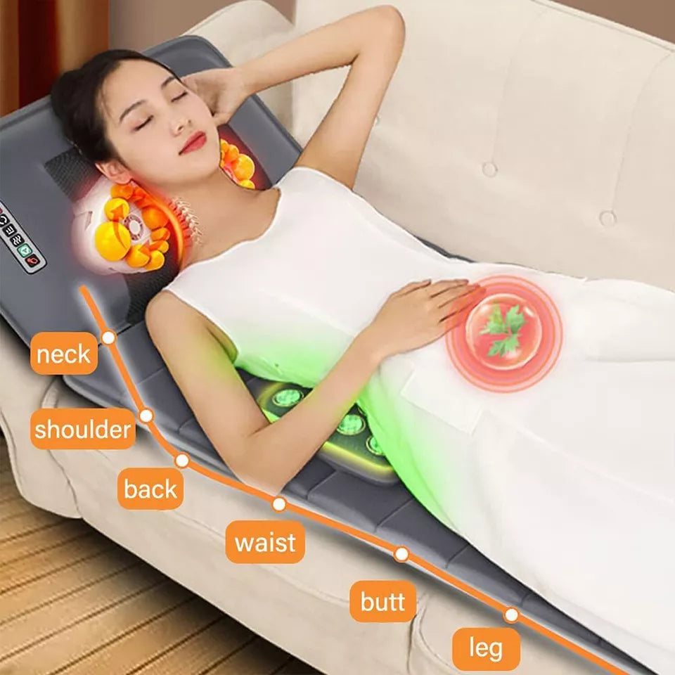 Electric Massage Mat Pad for Bed with Rotating Shiatsu Grey