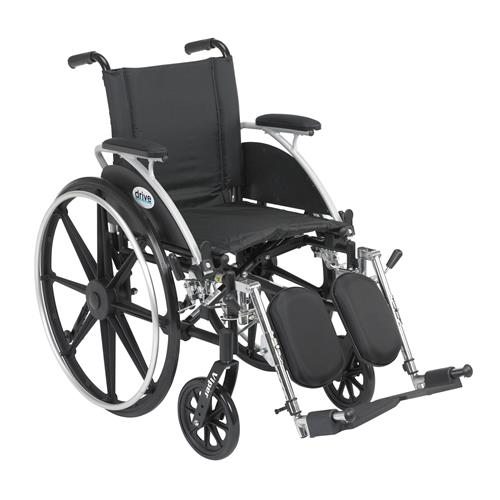 Drive Medical Viper Wheelchair with Flip Back Removable Arms, Desk Arms, Elevating Leg Rests, 14 inches Seat - 1 ea
