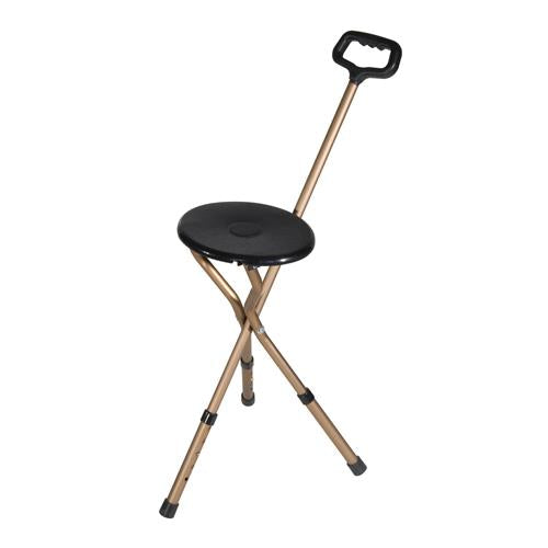 Drive Medical Folding Lightweight Cane Seat, Adjustable Height, Bronze - 1 ea