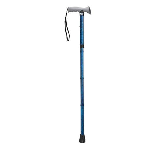 Drive Medical Adjustable Lightweight Folding Cane with Gel Hand Grip, Blue Crackle - 1 ea