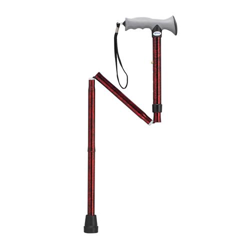 Drive Medical Adjustable Lightweight Folding Cane with Gel Hand Grip, Red Crackle - 1 ea