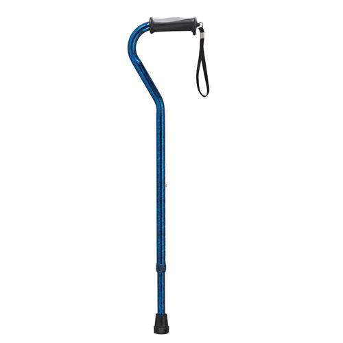 Drive Medical Adjustable Height Offset Handle Cane with Gel Hand Grip, Blue Crackle - 1 ea