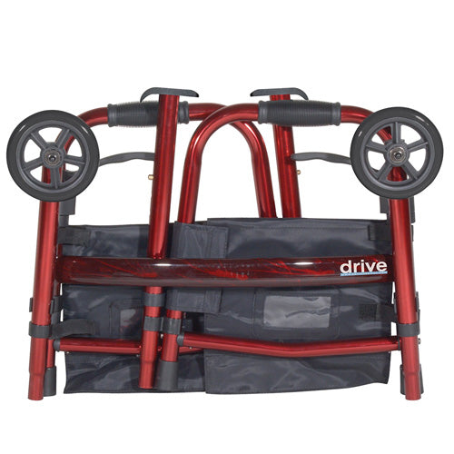 Drive Medical Portable Folding Travel Walker with 5 inches Wheels and Fold up Legs - 1 ea