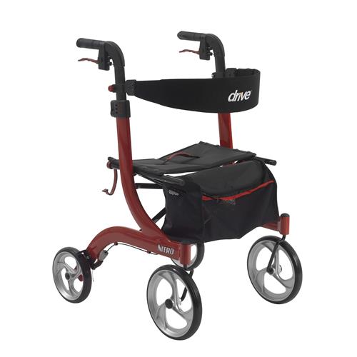 Drive Medical Nitro Euro Style Walker Rollator, Red - 1 ea