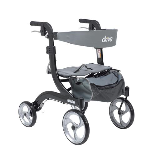 Drive Medical Nitro Euro Style Walker Rollator, Hemi Height, Black - 1 ea