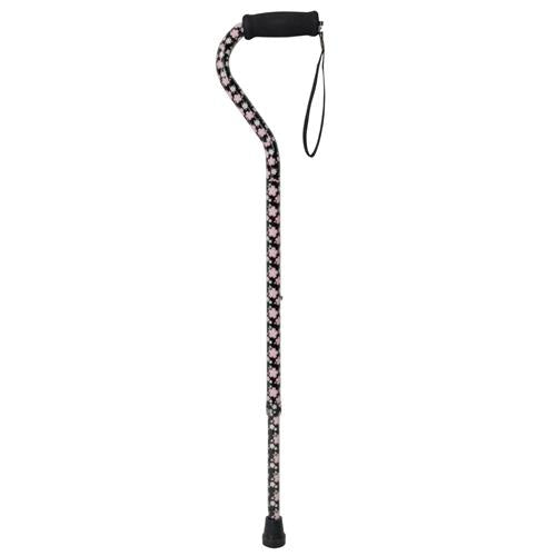 Drive Medical Foam Grip Offset Handle Walking Cane, Pink Floral - 1 ea