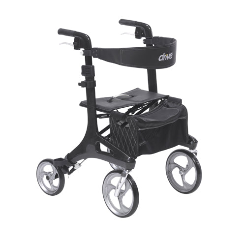 Drive Medical Nitro Elite CF Carbon Fiber Rollator Rolling Walker, Black