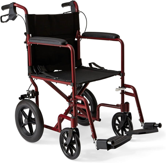 Lightweight transport wheelchair-Lightweight with Handbrakes and 12-Inch Wheels