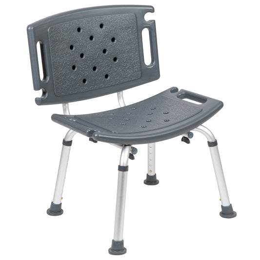Hercules Serie 300 Lb. Capacity, Adjustable Gray Bath & Shower Chair with Extra Large Back