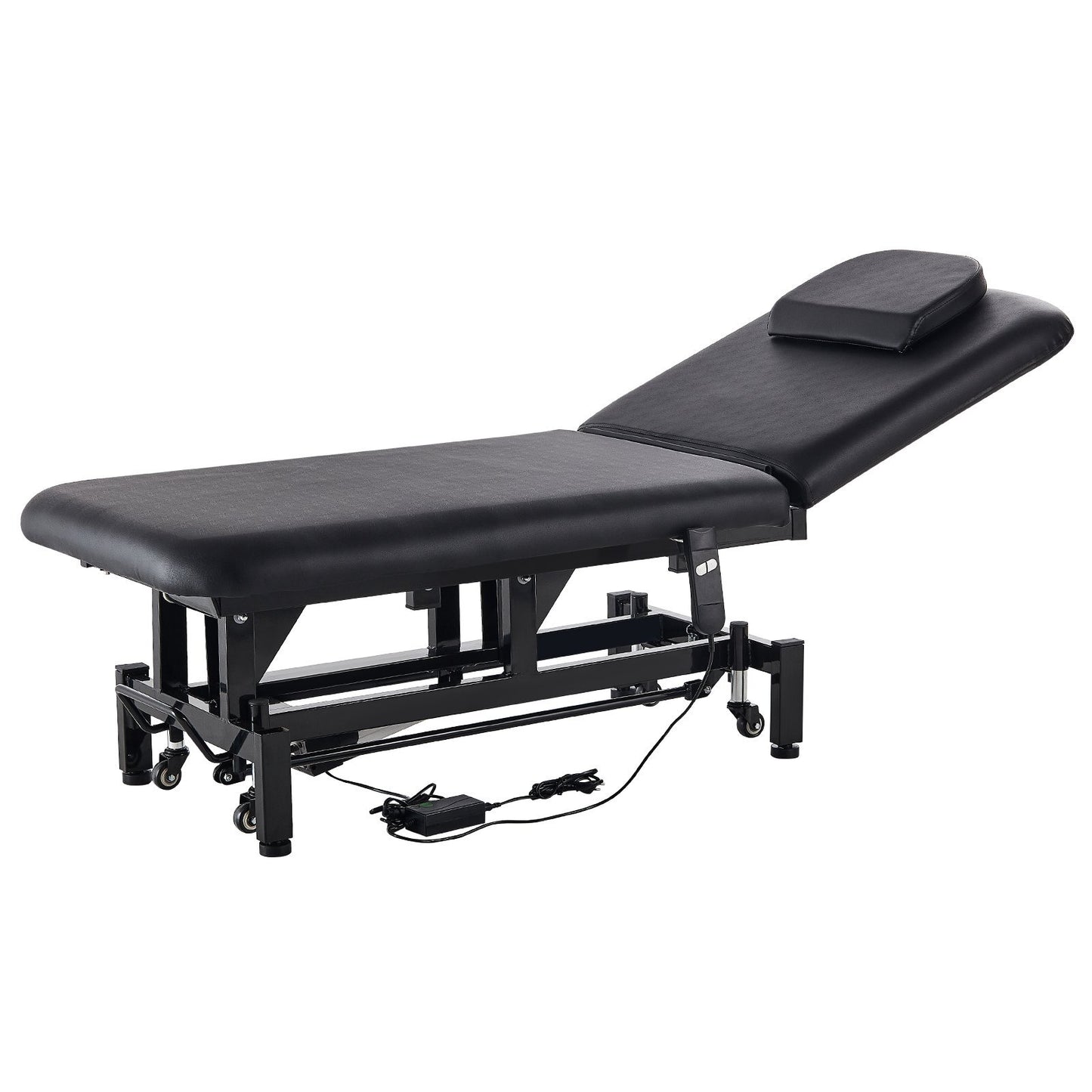 VEVOR Professional Electric Lift Massage Table, 0-45? Adjustable Backrest Medical Table Beauty Bed, Height Adjustable Tattoo Spa Table on Wheels, Electric Massage Table with Headrest, 550LBS