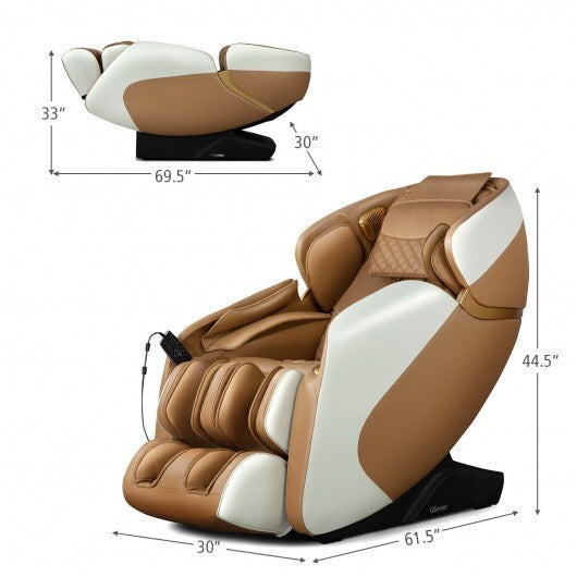 Relaxe Zero Gravity Shiatsu Massage Chair with Heating (SL-Track)-Coffee - Color: Coffee