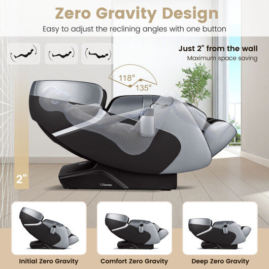 Relaxe Shiatsu Zero Gravity Massage Chair with Heating (SL-Track)-Black - Color: Black