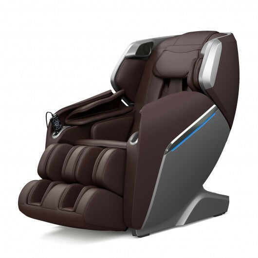 Therapy 08-Full Body Zero Gravity Massage Chair with SL Track Voice Control Heat-Brown - Color: Brown