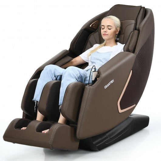 Soothe 10-Full Body Zero Gravity Massage Chair with SL Track Heat Installation-free-Brown - Color: Brown